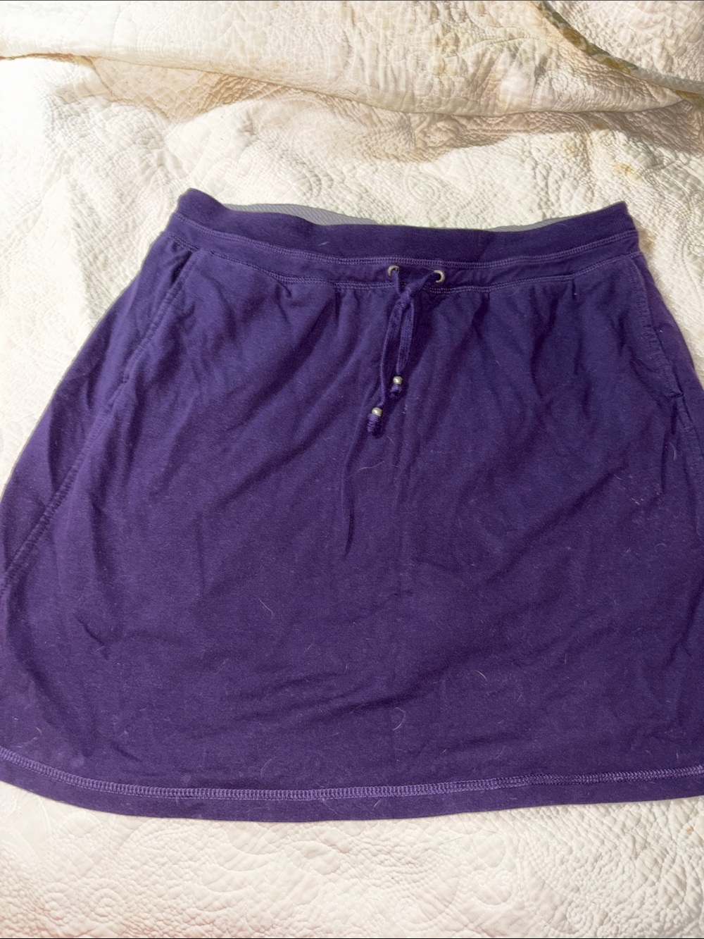 GreenTea Purple Drawstring Mini Skirt